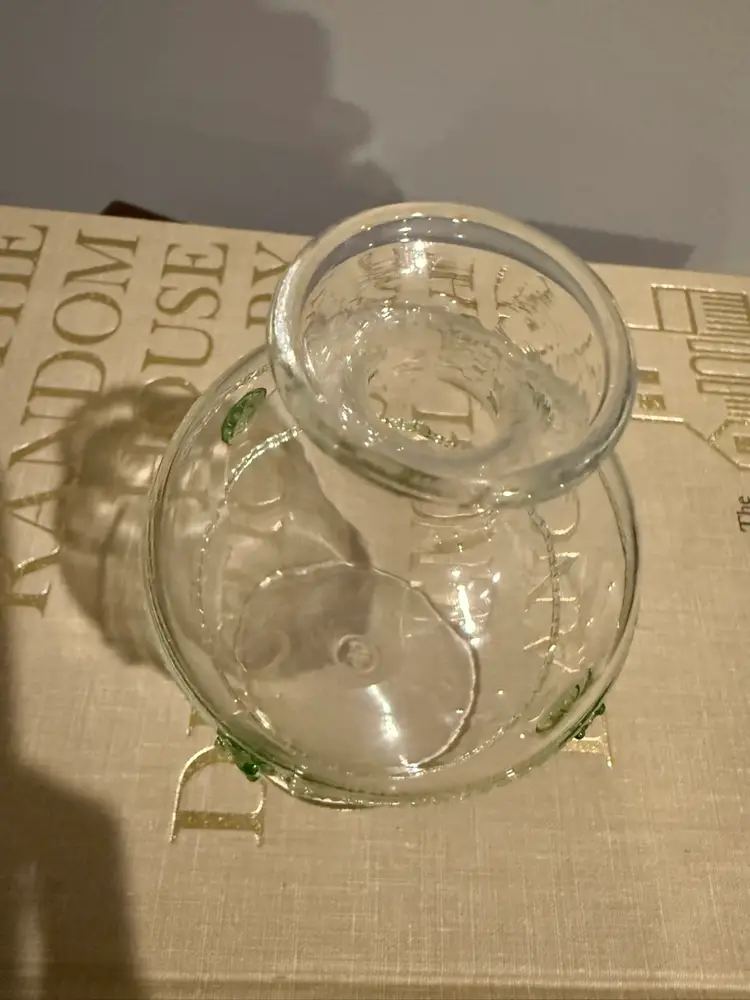 MISS ROSE BUD VASES CLEAR WITH GREEN DOTS