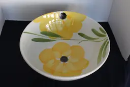 Vintage Ceramica Made In Italy Hand Painted with Yellow Flowers 11” Pasta Bowl