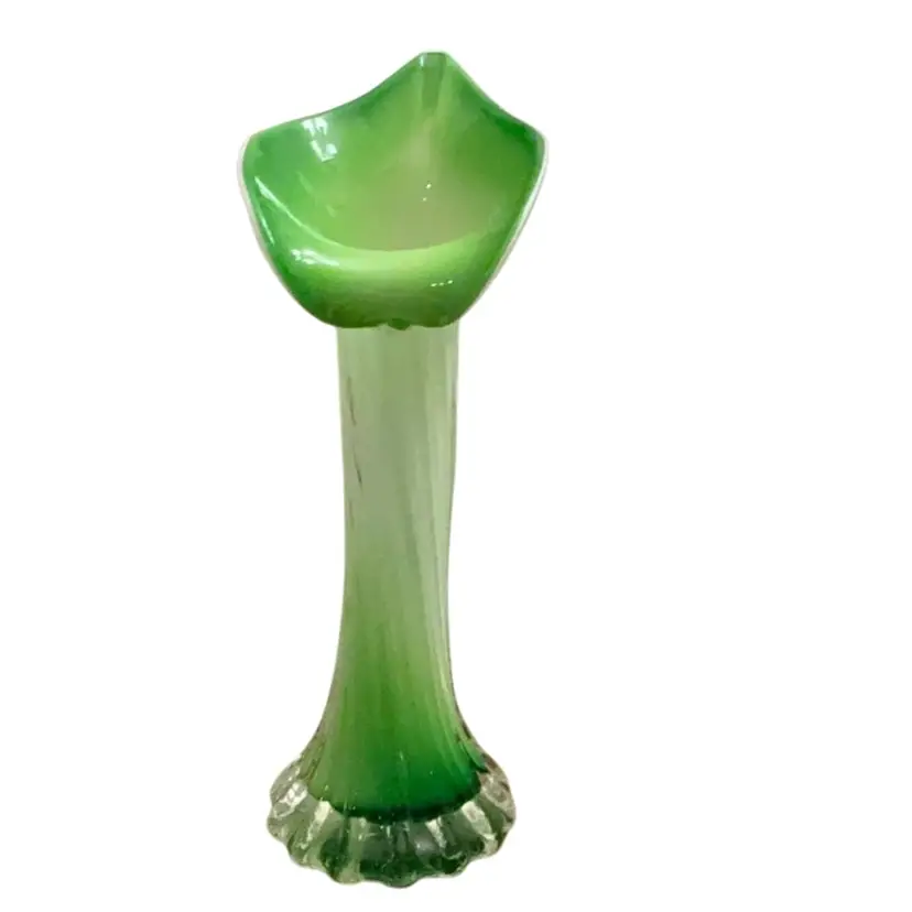 Hand Blown Art Glass Jack-in-The-Pulpit (Calla Lily) Vase 10 1/2”x 3 1/2”
