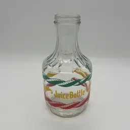Vintage Duraglas Juice Bottle Carafe Red Yellow Green Swirl