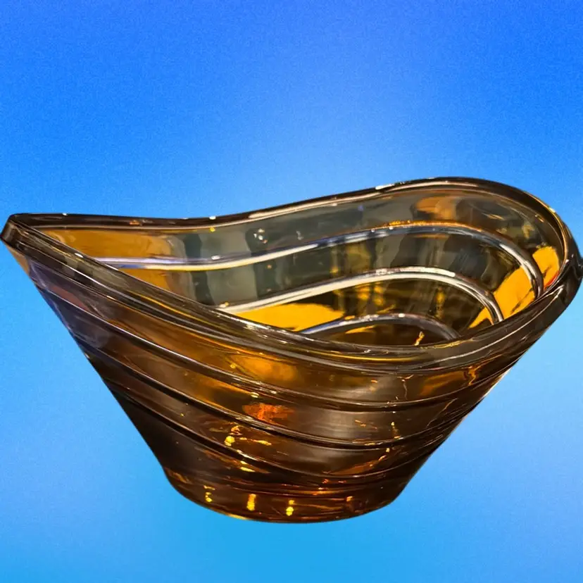 Teleflora Amber Art Glass Candy Dish