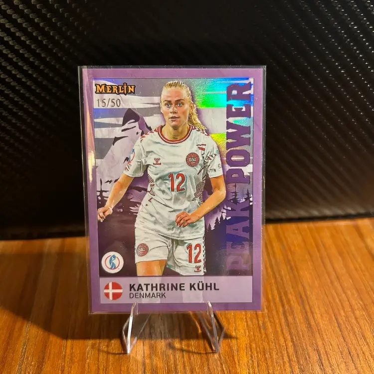Kathrine Kühl 2025 Topps Merlin Women’s Euros Peak Power Purple Parallel /50
