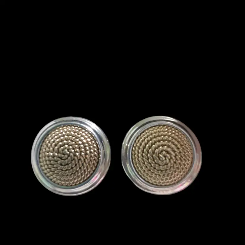 Vintage Domed Two Tone Button Clip On Earrings. Signed With Pat # 5553467