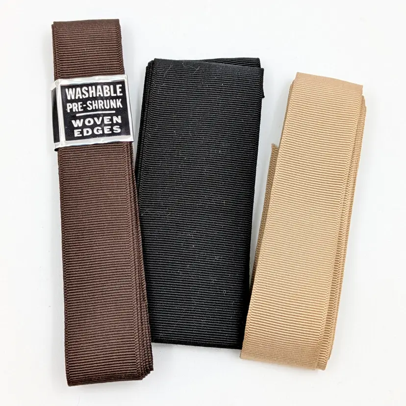 Woven Edge Grosgrain Brown Neutrals Ribbon NOS