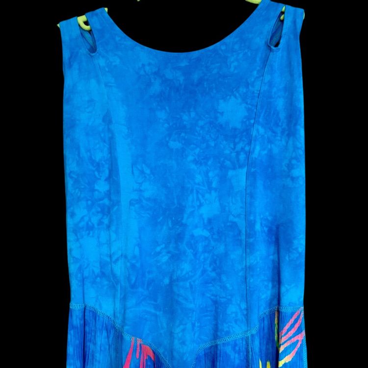 Mermaid Long Maxi Dress Crisscross Straps Blue with Coral Print Sz XL 🧜🏼‍♀️