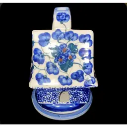 #01- Vintage Hand Painted Polish Tea Lighthouse And Base As Pictured