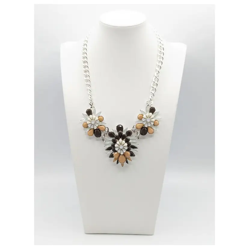 Miche Orchid Necklace Fall 2014 Silver tone Brown Tan White Color