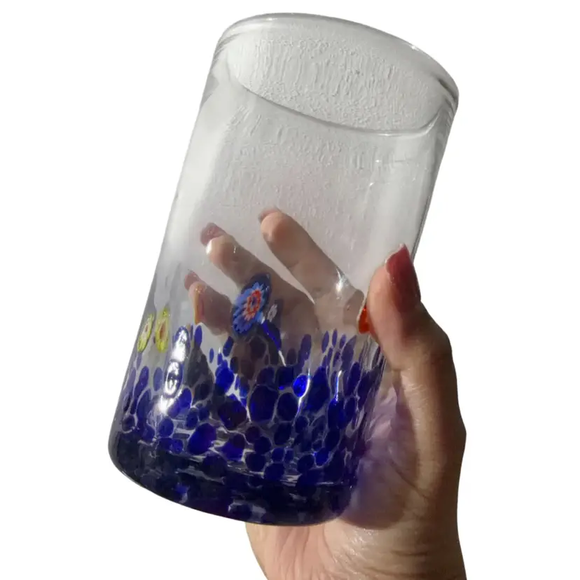 Handblown Millefiori Glass Tumbler