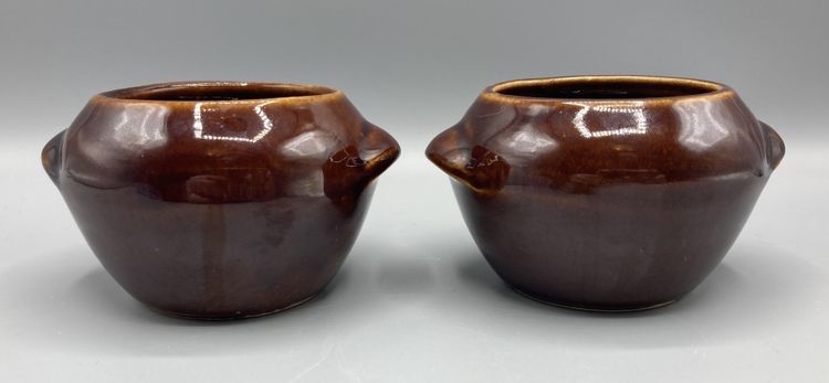 McCoy for Heinz Pair of Mini Brown Bean Pots Made in USA - Vintage