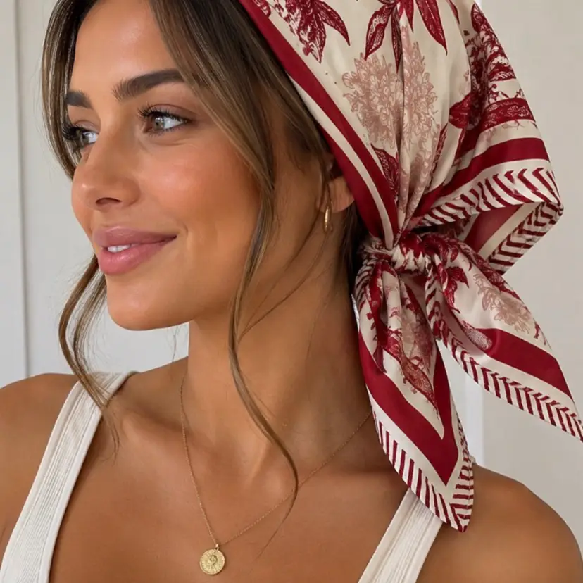 Pretty Persuasions Triangle Scarf Foulard - Red Floral
