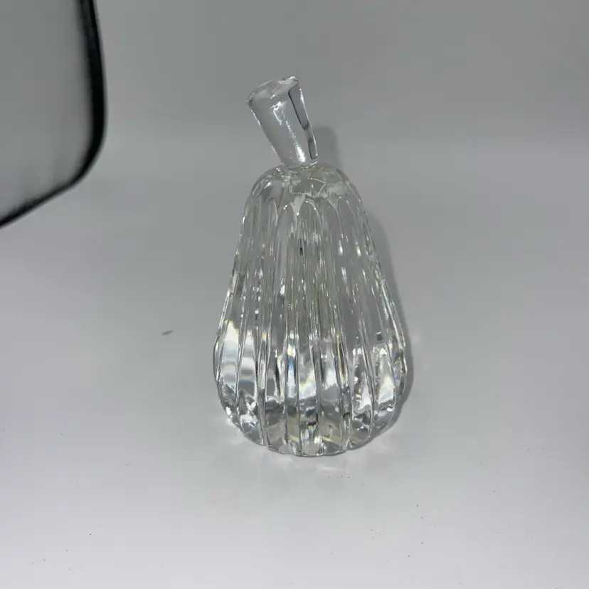 Crystal Glass Ribbed Pear Paperweight Beyer Bavaria 4.25”