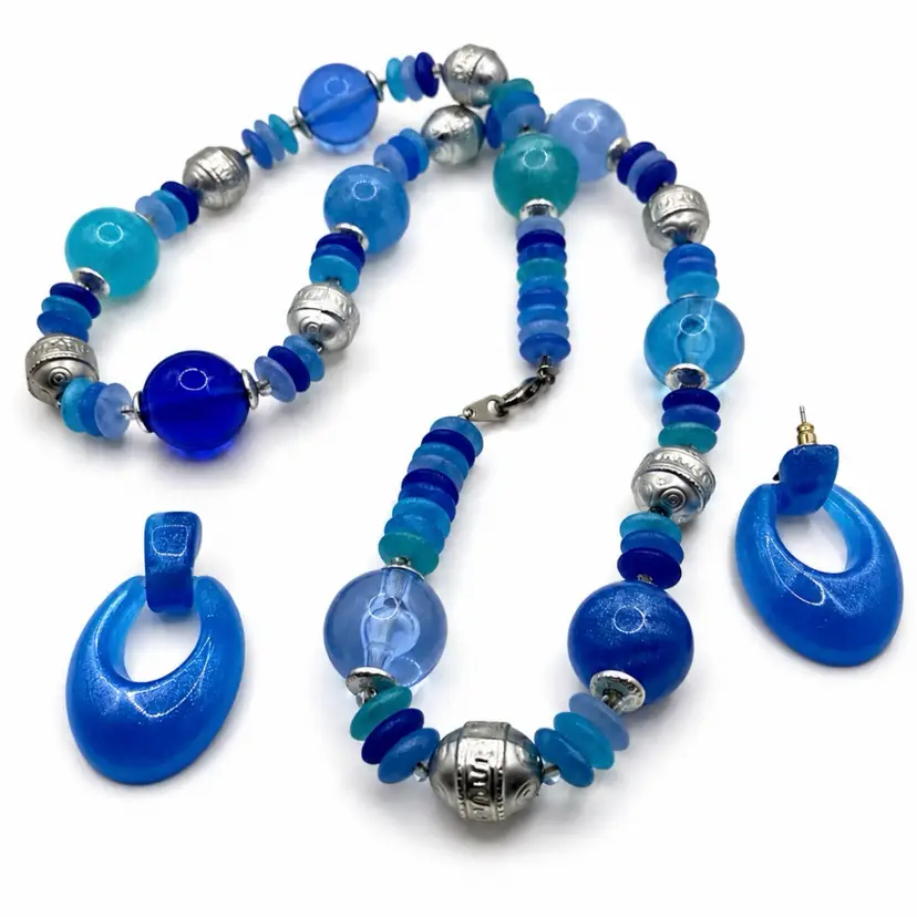 #01 Mixed Bead Necklace and Matching Earring Set