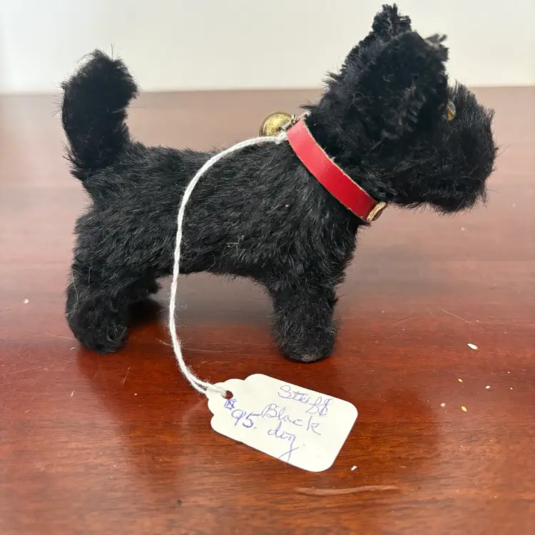 Steiff Black Scotty Dog Mohair Small Scottish Terrier 1950s Missing Ear Button