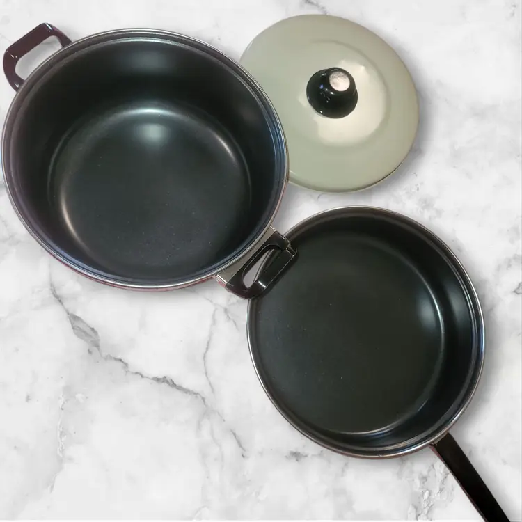 Vtg Set 2 Tienshan Theodore Country Bear Pans Stock Pot Skillet With One Lid EUC