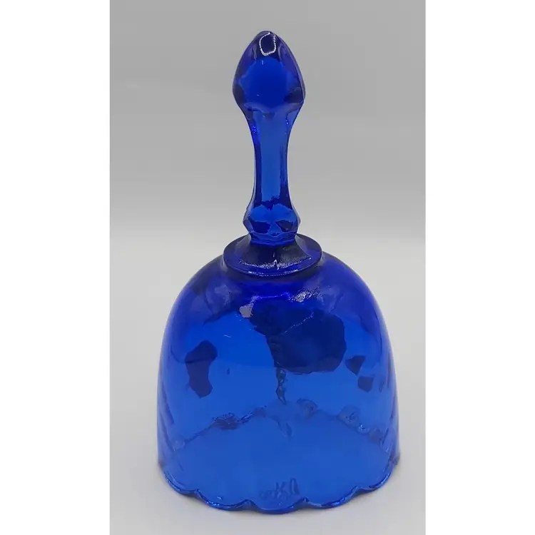 Fenton Cobalt Blue Bell With Handpainted Pear Artist Signed