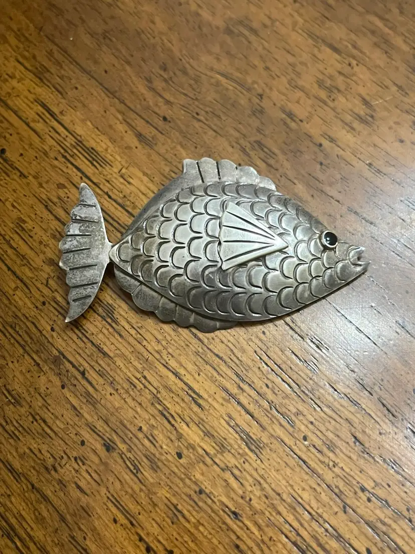 Taxco Sterling Silver Fish Brooch Signed