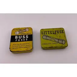 2 Vintage Metal Fuse Boxes - Buss Fuses & Litttelfuse