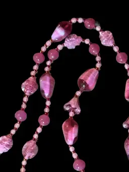 Vintage Art Deco Czech Bohemian Art Glass Pink Necklace