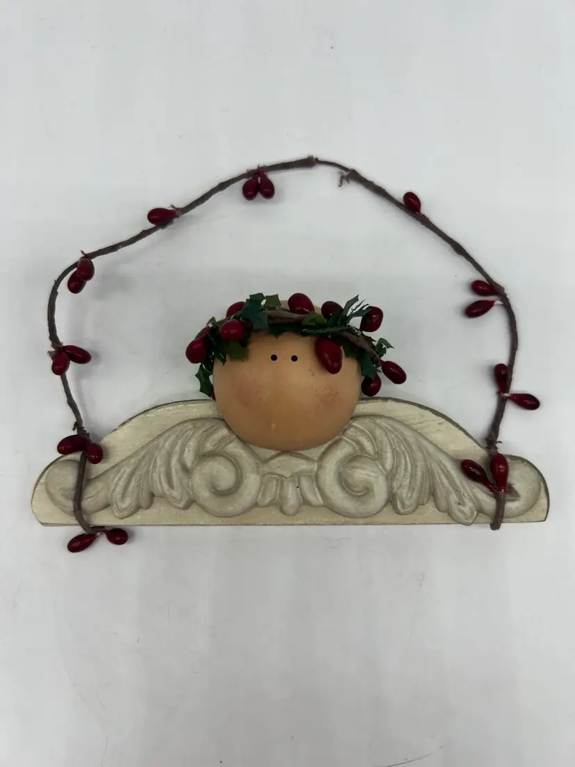 Contemporary Rustic Style Wooden Angel Face Wall Decor Or Ornament