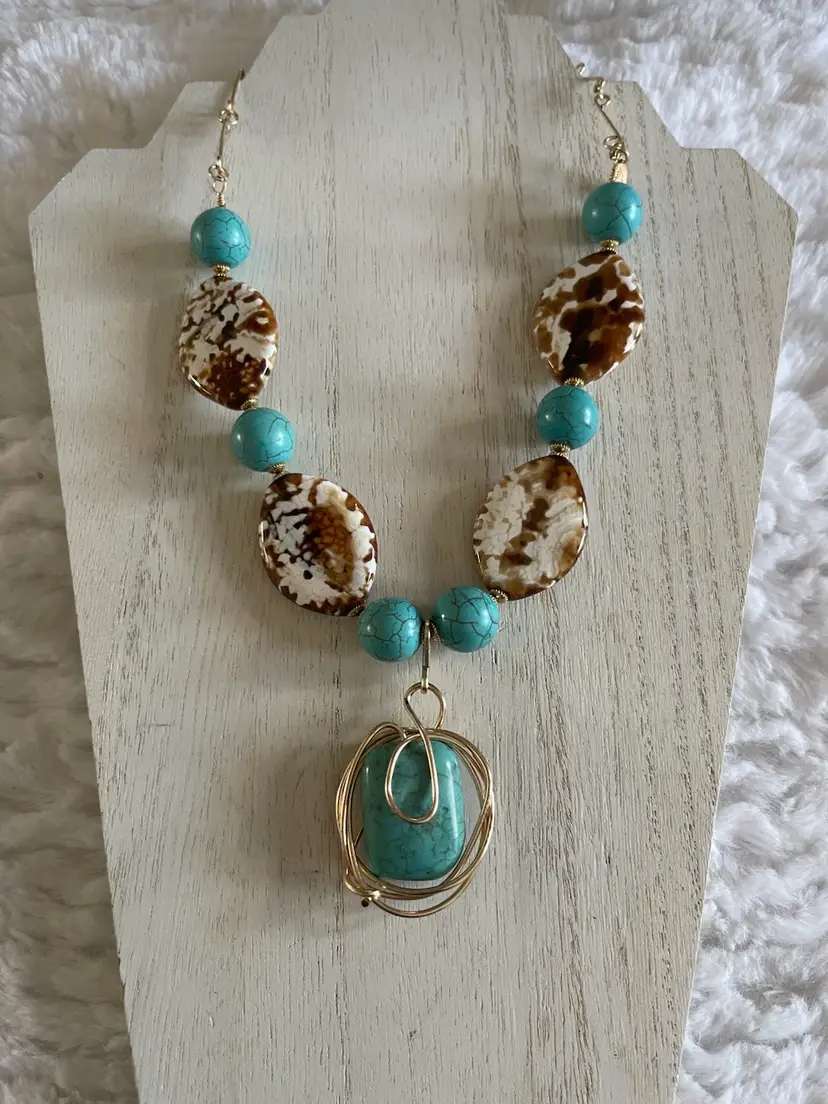 Turquoise and stone necklace
