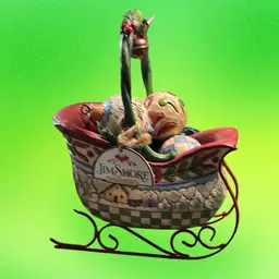 JIM SHORE CHRISTMAS SLEIGH FIGURINE W/ HANGING ORNAMENTS "SLEIGH BELLS RING"