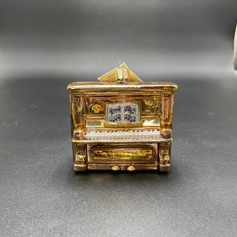 Old World Christmas Blown Glass Upright Gold Piano Hanging Ornament