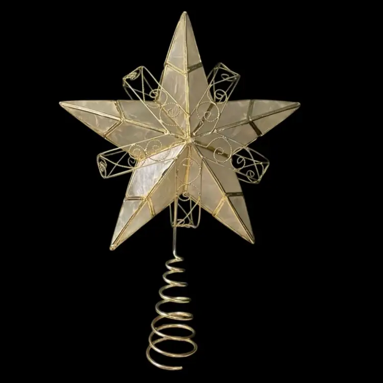 Capiz Shell Star Tree Topper 11" H