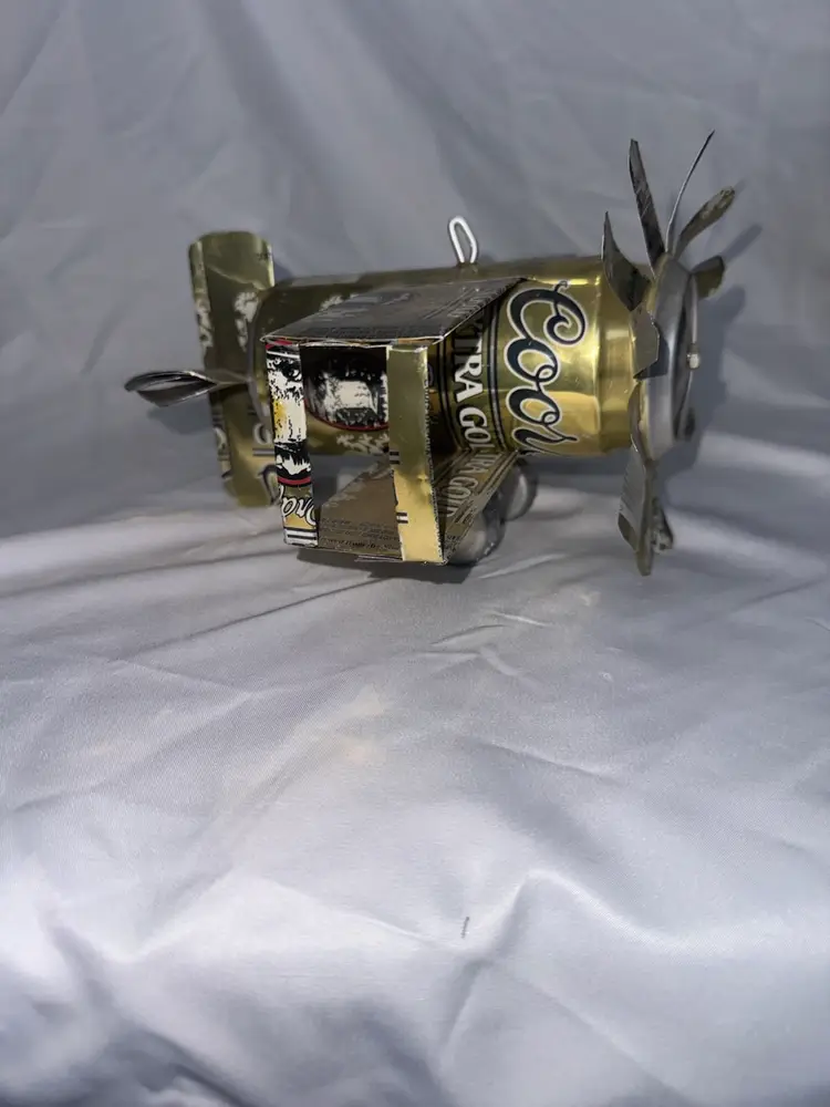 VTG Hand Made Aluminum Can Airplane Model