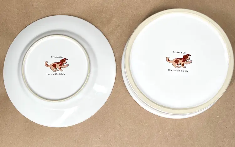 Tiffany & Co Porcelain Bowl Plate Nursery Rhyme Hey Did-dle Did-dle Dish Ware