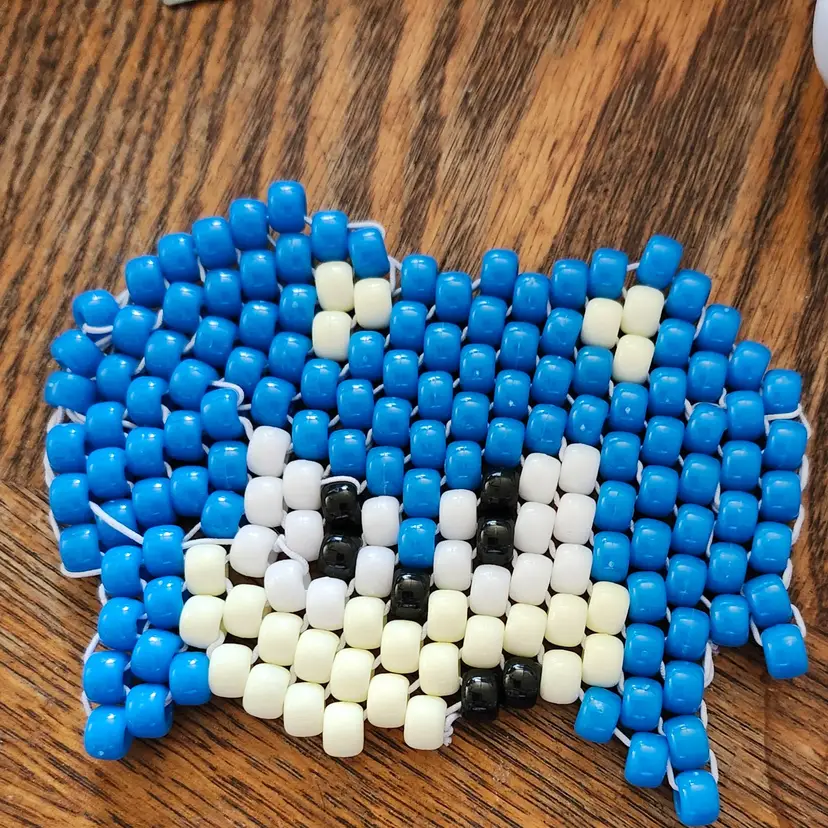 Handmade pony beads Kandi Art: Blue Hedgehog