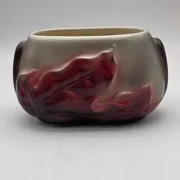 #08 Vintage Royal Copley Harmony Lane Burgundy Leaf Vase