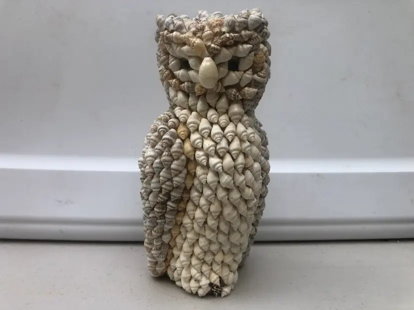 Vintage Hand-Crafted Sea Shell Owl Figurine