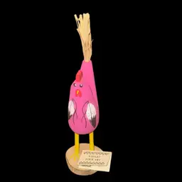 Navajo Folk Art Hot Pink Wooden Chicken