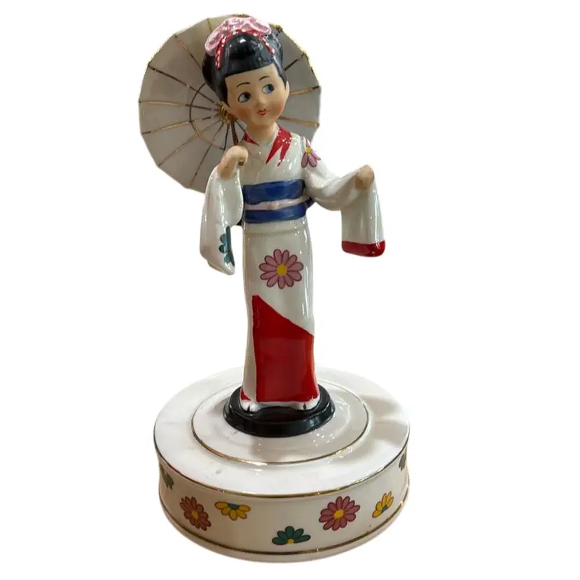 Vintage Schmid Geisha Girl Music Box - Japanese Porcelain Figurine