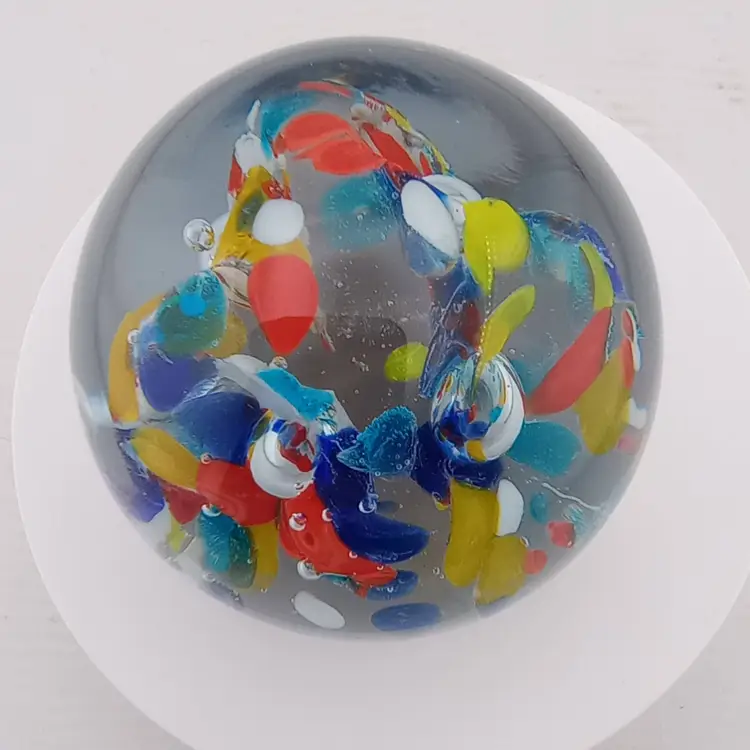 Multicolor paperweight w captured bubbles