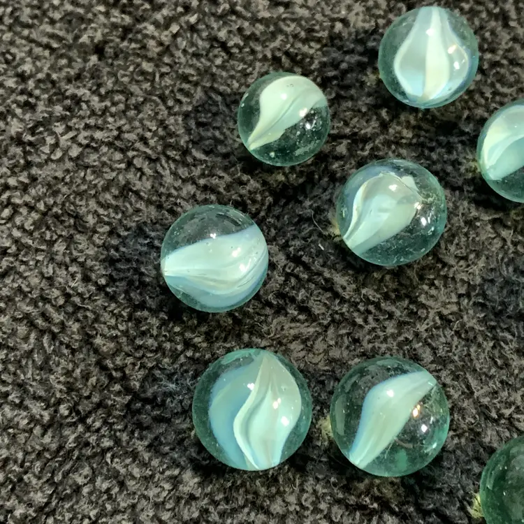 12-Clear w/Aqua Swirls Glass Marbles