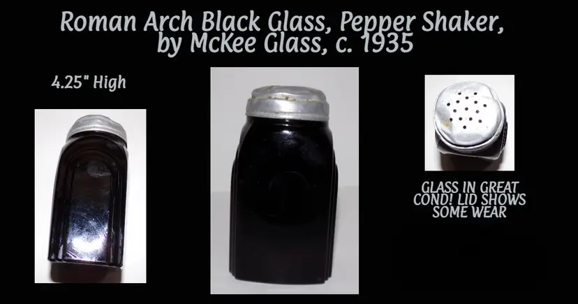 Vintage McKee, Rare ROMAN ARCHES BLACK Pepper Shaker