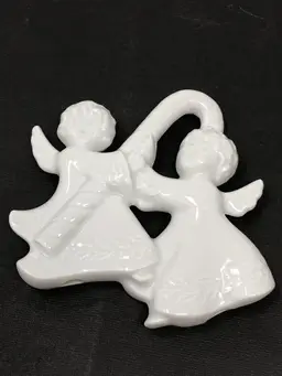 Haviland Limoges White Porcelain Candy Cane Angel Ornament 1986