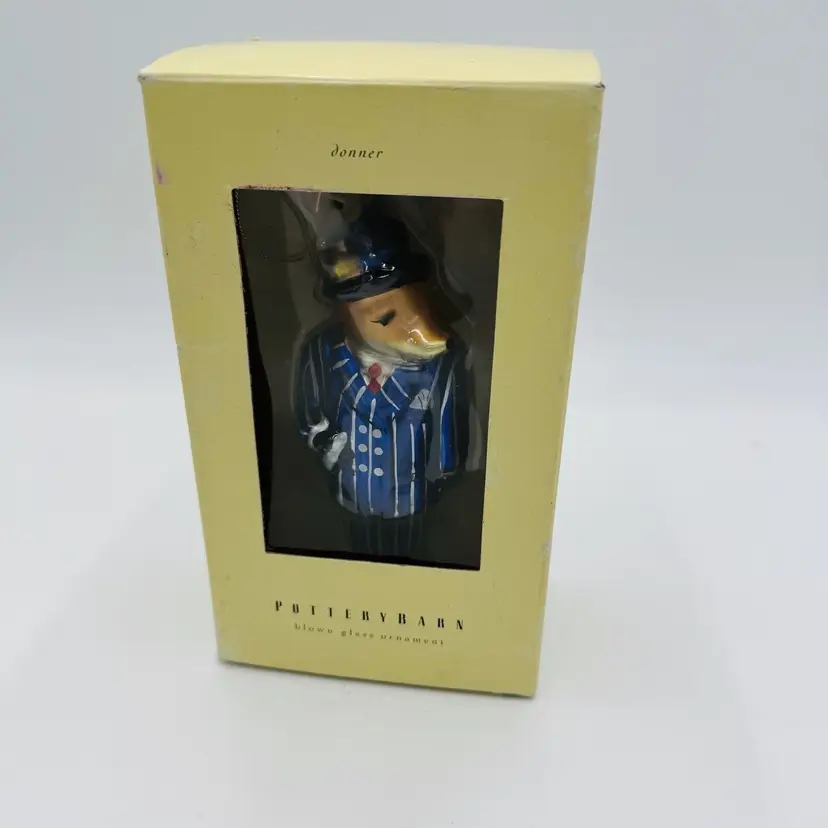 Pottery Barn Donner Reindeer Blown Glass Ornament Christmas Retired In Box