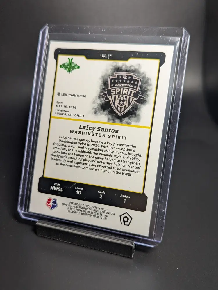 2025 Parkside NWSL Vol 1 Shimmer /100 Leicy Santos Washington Spirit