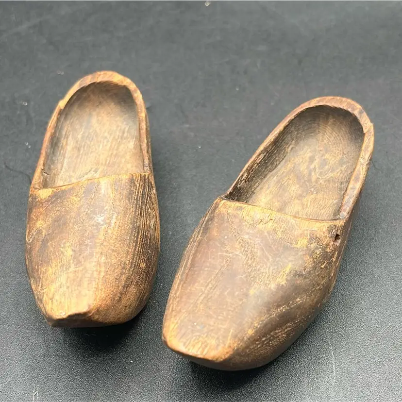 Vintage Hand Carved Dutch Wooden Clogs Mini 5” X 1 1/2” Approximately