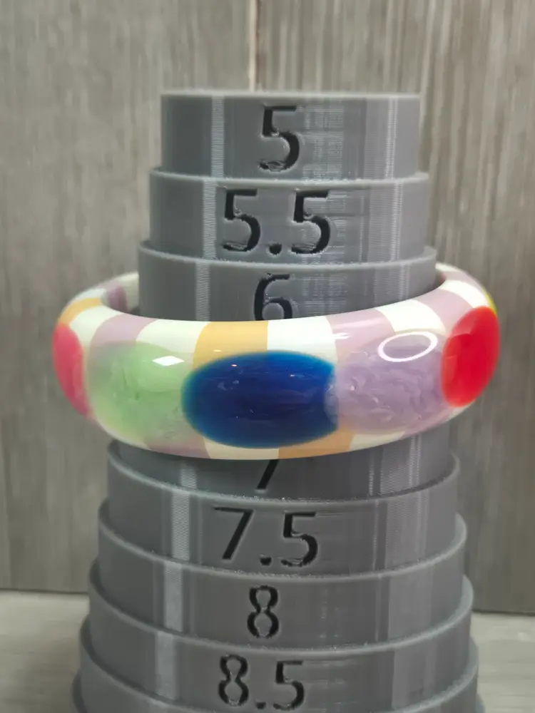 Vintage Signed Shultz Bakelite Bangle Bracelet Pastel Checkerboard