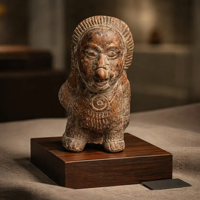 Vintage Terracotta Pre-Columbian Aztec Art Statue, 4.25" Tall