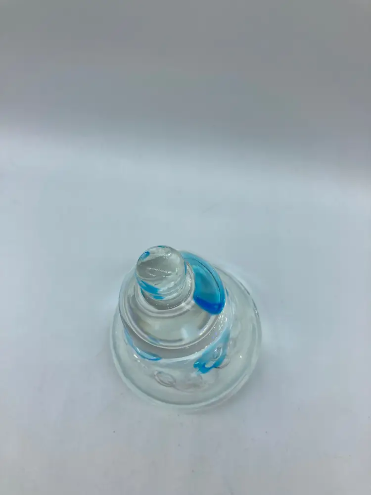 Joe Rice art glass paperweight in a bell shape,