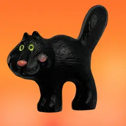 1-1/2” Vintage 1987 Signed HALLMARK Black Kitty Cat Green Eyes Halloween Brooch Pin