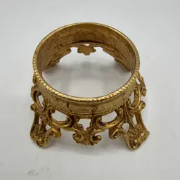 Gold Tone Metal Egg/Paperweight/Marble Stand