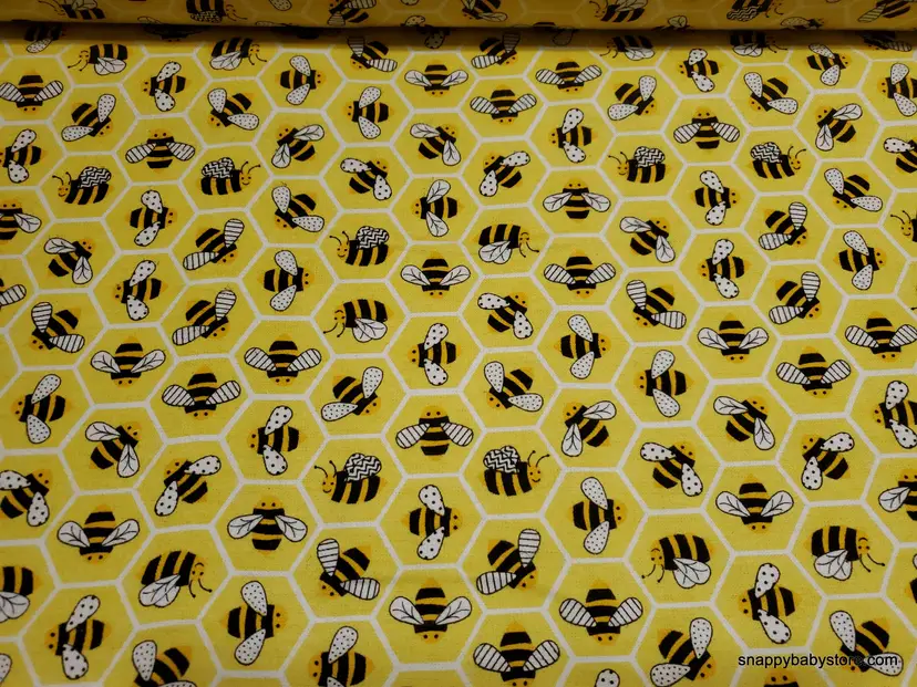 Honeycomb and Bees Flannel Fabric Remnant - 100% Cotton - Choose Size - Soft Craft & Quilting Fabric