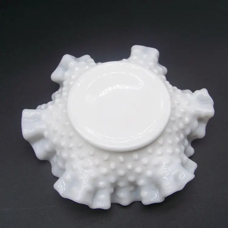 Ruffled Hobnail Milk Glass Bonbon Dish