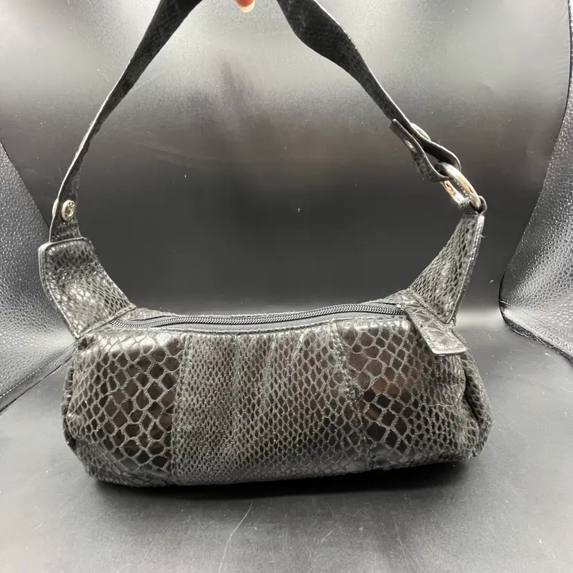 Vintage Kenneth Cole Reaction Snake Print Leather Shoulder Pouchette