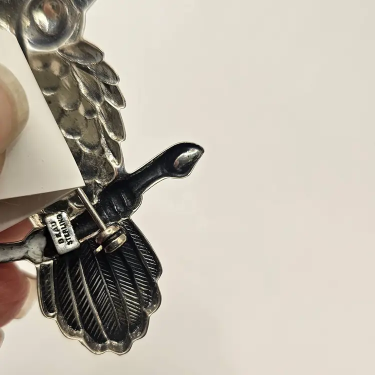 #106 Vintage Beau Sterling Silver Wise Owl Graduated Owl on BranchBrooch